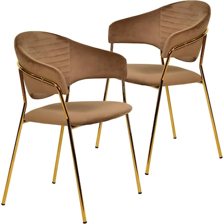 Leisuremod Bella Collection Modern Dining Chair in Brown, 2PK BC21BR2