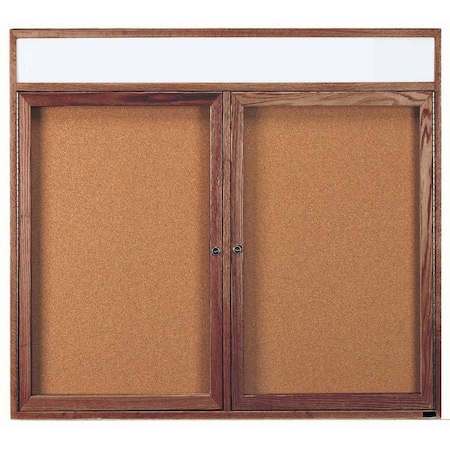 Aarco Enclosed Bulletin Board Red Oak Frame Walnut Stained, 48''Hx60''W WBC4860RH