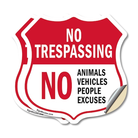 Signmission No Trespassing Shield Sign No Animals Ve, 6 inch X 6 inch, Vinyl Decal, 2PK SHI-D-2PACK-6-413