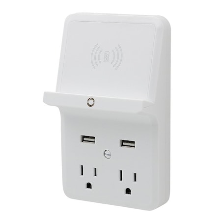 Powerzone Outlet Tap, USB, Wall Tap, 0 ft., White ORPBUWC01