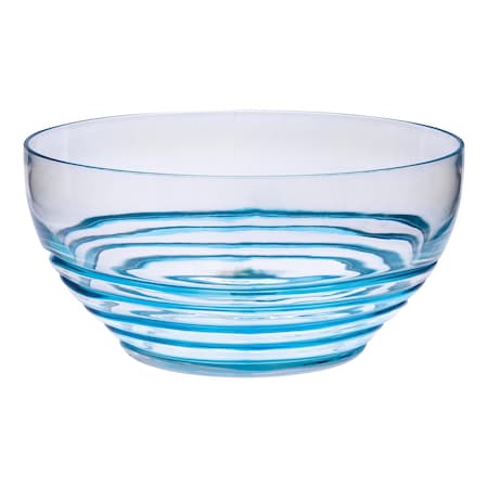 Homeroots 10" Clear and Blue Swirl Acrylic Round Salad Bowl 520892