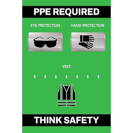 Visual Workplace PPE Shadow Board, Green, 24 in H 30-1910-3624-P71403