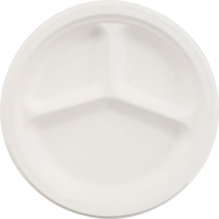 Huhtamaki Chinet, Paper Dinnerware, 3-Comp Plate, 10 1/4in Dia, White, 500PK 21204CT