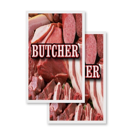 Signmission Butcher, Vinyl Decals Only 24 Inch x 36 Inch, Vinyl Decal, 2PK DSB-2436-2PACK-Butcher
