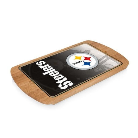 Picnic Time Family Of Brands NFL Pittsburgh Steelers - Billboard Glass Top Serving Tray 911-01-505-254-2