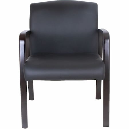 Lorell Guest Chair, Black Back, 24 in W 25.6" L 33.3" H, Fixed, Leather Seat LLR40201