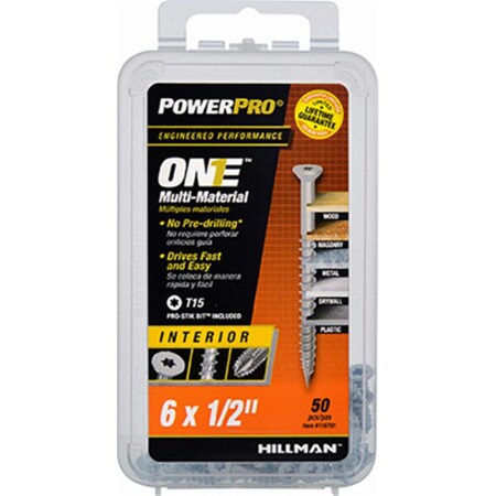 Hillman 6 x 0.5 in. Interior Flat Head One Screw - Zinc, 50PK 240653