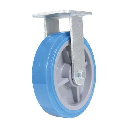 Vestil Polyurethane Rigid Caster 8 In. Diameter x 2 In. Width 925 Lb. Capacity Light Blue/Gray CST-KB-8X2PUP-R