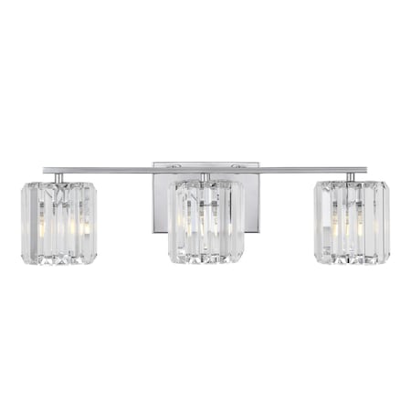 Jonathan Y Coco Prism Vintage 23" 3-Light Metal/Glass Classic Glam LED Vanity Light, Chrome JYL3554A
