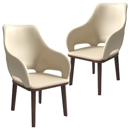 Leisuremod Vivara Collection Modern Dining Chair in Off White, 2PK VC23W2