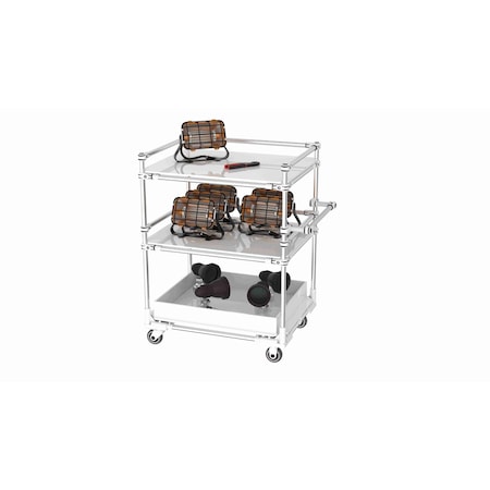 Trilogiq 3-Level Shelf Cart 3 Flanges Per Level With Compartment Level And Horizontal Hand Bar. 49A-10
