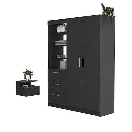 Homeroots Two Piece Black Bedroom Set 526362