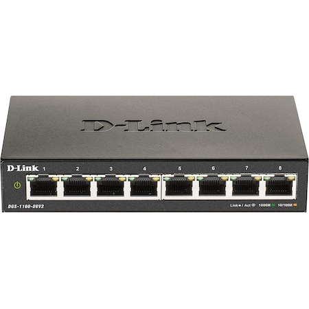 D-Link IS A SMART MANAGED SWITCH WITH 8 X 1 GB PORTS. DESIGNED TO DGS-1100-08V2