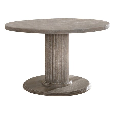 Homeroots 47" Gray Wood Pedestal Base Round Top Dining Table 631270