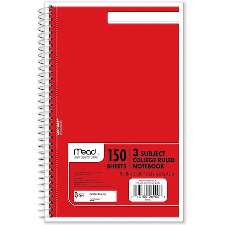Mead 9-1/2 x 6" Spiral Bound Notebook MEA06900