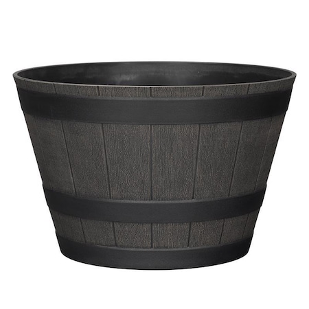L&G 9 in. H X 14 in. W X 14 in. D X 14 in. D Polyresin Whiskey Barrel Planter Brown PVG3614TNI