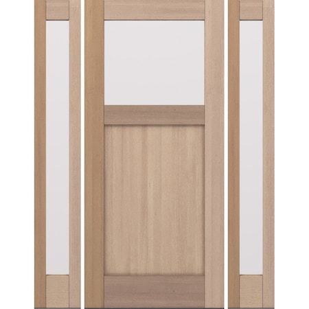 Doornmore CRF-P1G1, 65.25" x 82" ( 36" Door + 2x12" Side) Left Hand, Mahogany Top View Exterior Door CRF-P1G1-SW-3680-G101-SL_1-2_LI