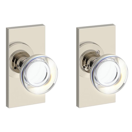 Baldwin Privacy Contemporary Crystal Knob and Contemporary 5in Rose with 6AL Latch and Dual Strike PVCCYCFR055