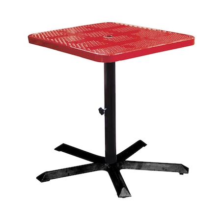 Leisure Craft 36" Square Perforated Pedestal Table, Portable, 40"H, Red SQ36TAB40-RED
