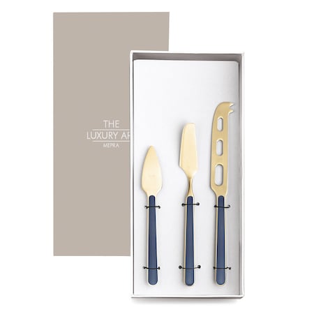 Mepra Fantasia Ice Gold Cheese Knives - 3 Pieces - Cobalt 10C64403OI
