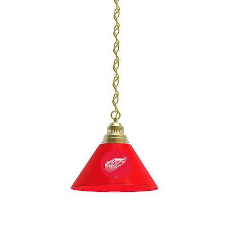 Holland Bar Stool Co Detroit Red Wings Pendant Light, Brass Fixture BL1BRDetRed