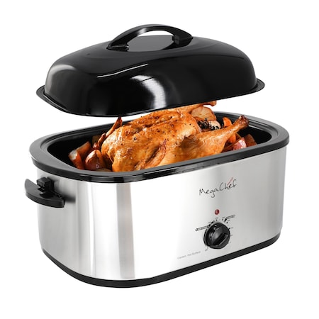 Megachef 22 Quart Electric Roaster Oven with High Dome Self-Basting Lid MG-RST77