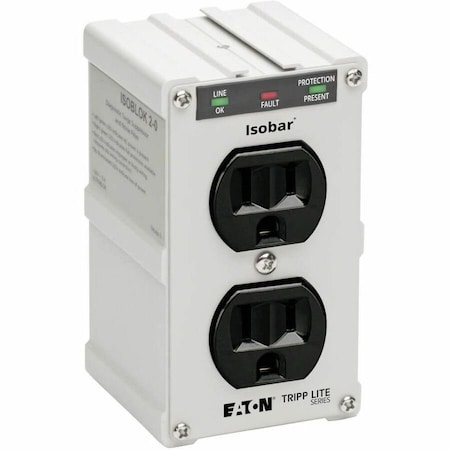 Eaton Tripp Lite Series Isobar 2-Outlet Surge Protector, Direct Plug-In, 1410 Joules, Diagnostic IBLOK2-0