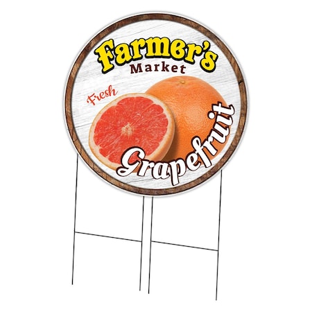 Signmission Corrugated Plastic Sign With Stakes 36in Circular-Farmers Market Grapefruit, C-36-CIR-WS-Grapefruit C-36-CIR-WS-Grapefruit