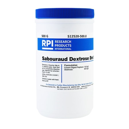 Rpi Sabouraud Dextrose Broth, 500 Grams S12520-500.0