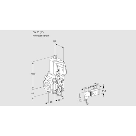 Honeywell Kromschroder Solenoid Valve for Gas, Class A, 500 mbar, IP65, VAS2T50 KS88028464