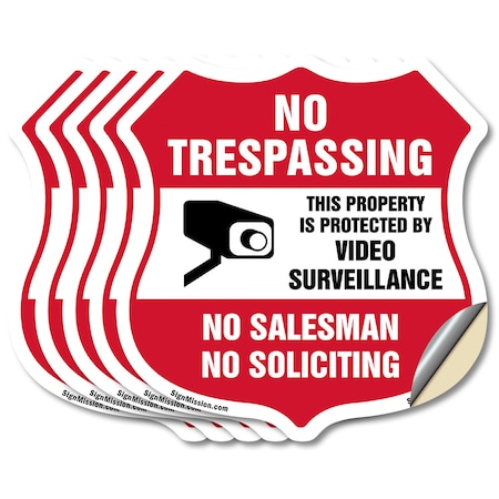 Signmission No Trespassing Sign This Property Is Pro, 6 inch X 6 inch, Vinyl Decal, 5PK SHI-D-5PACK-6-425