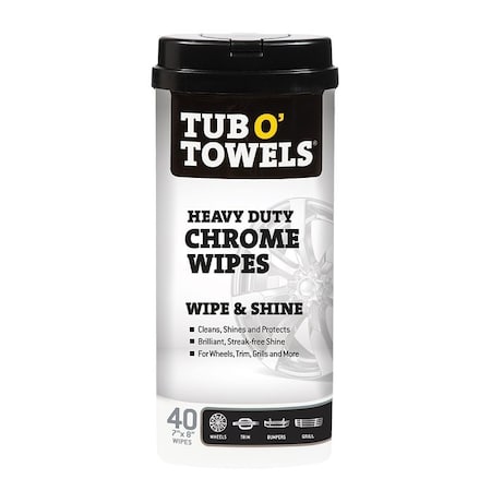 Tub O Towels Tub O'Towels Heavy-Duty Wipes, 8 in L, 7 in W, 40 -Wipes TW40-CHR