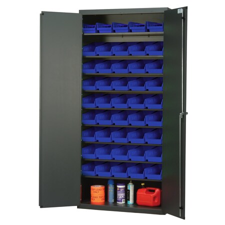 Quantum Storage Systems BEIGE SPECIALTY CABINET W/45 BLUE BINS QPR-BG-102BL