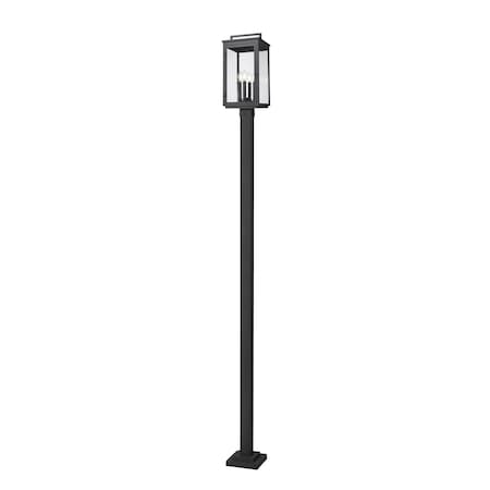 Z-Lite Hartwell 4-Light Outdoor Post Mounted Fixture, 10 in W x 115.25 H, Sand Black 5019PHBS-536P-BK