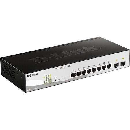 D-Link D-LINK  SUPPORTS EIGHT 8 GIGABIT MBPS COPPER POE PORTS AND TWO 2 DGS-1210-10P