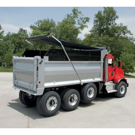 Mytee Products Complete Electric Aluminum 4-Spring Dump Truck Tarp System with 7ft-6in x 14ft Mesh Tarp T4SM-PVCM76-14-KIT