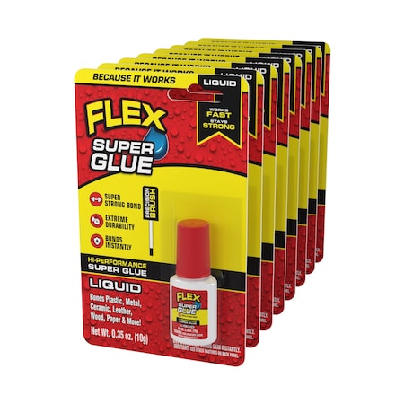 Flex Seal Super Glue, Clear, 0.35 oz (10g), 8 PK SGLIQ10BT