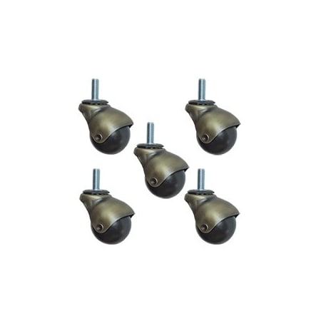Service Caster 2 Inch Antique Brass Hooded 3/8 Inch Threaded Stem Ball Casters SCC, 5PK SCC-TS01S20-POS-WA-38-5