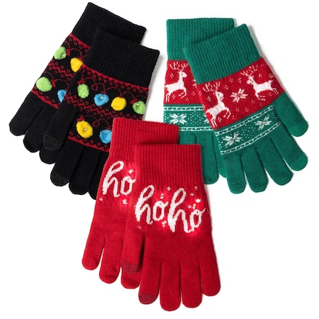 Lotsa Lights Light Up Holiday Christmas Gloves 1 pk XLTGLV24