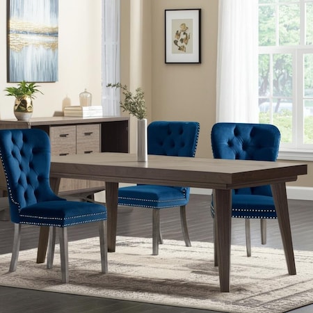 Homeroots Set of Two Tufted Navy Blue and Light Gray Upholstered Velvet Dining Side Chairs 543532