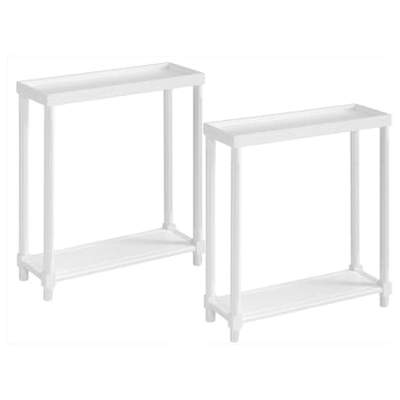 Homeroots Set Of Two 24" White Wood Rectangular End Tables With Shelf, 2PK 515519