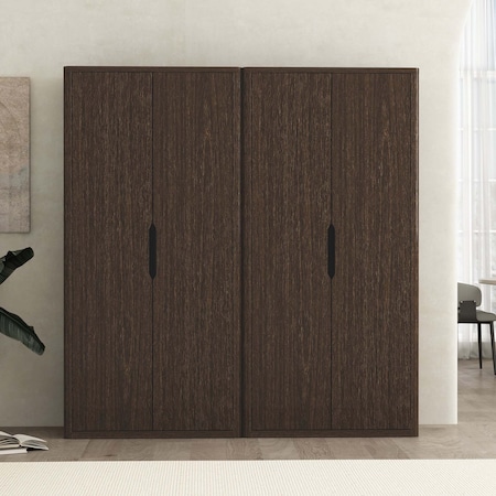 Manhattan Comfort Rivington 38in Bookcase Cabinet in Walnut - Set of 2 2-BC004-BR