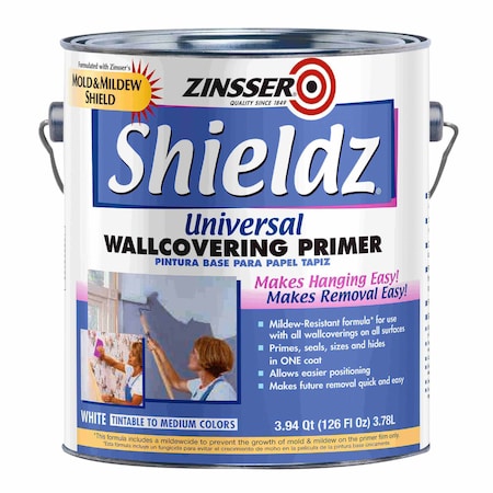 Zinsser ShieldZ Universal Wallcovering Primer, White, 1 Gallon 2501