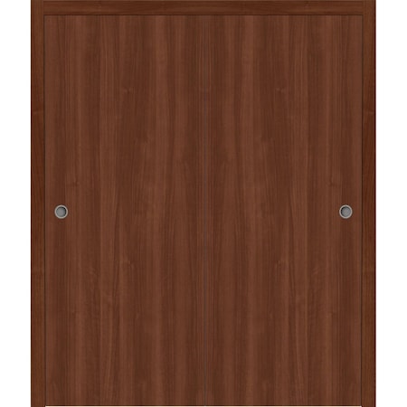 Sartodoors Sliding Closet Bypass Doors 48 x 96 inches, BASIC 3001 Walnut Franko, Rails Hardware Set, Wood So BASIC3001DBD-GOFR-4896