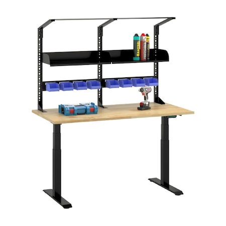 4Dock 60 in. W x 30 in. D Dual Motor Electric Adjustable Height Workbench with Rubber Wood Tabletop WB223