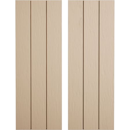 Ekena Millwork Rustic Three Board Joined Board-n-Batten Rough Sawn Faux Wood Shutters w/No Batten, 16 1/2"W x 42"H SHUBJN16X42RSPR
