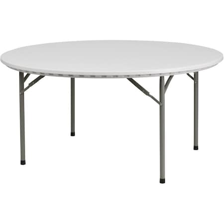 Flash Furniture Round Folding Table, 60" W, 60" L, 29" H, Plastic Top, White RB-60R-GG