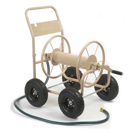 Liberty Garden CommercialDuty Steel Garden Hose Reel Cart, 4 Wheel, Tan, 300 Feet 58 in 870-M1-2