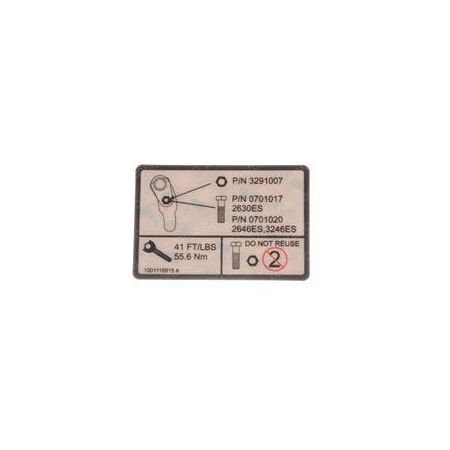 Jlg REPLACEMENT DECAL, RETENTION HARDWARE 1001116915