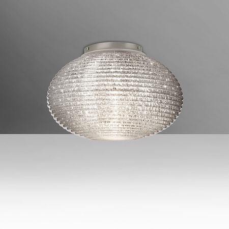Besa Lighting Besa, Pape 10 Ceiling, Glitter, Satin Nickel Finish, 1x100W E26 base 4912GLC-SN